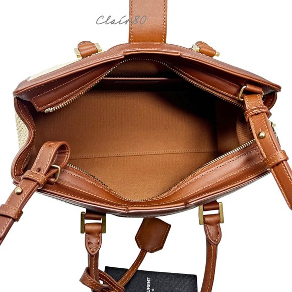 Saint Laurent Monogram Baby Cabas Raffia Satchel - Picture 6 of 8